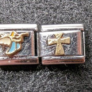 Lot of Two 18k Angel And Cross Charms For DynaFlex Italian Charm Stretch Bracele